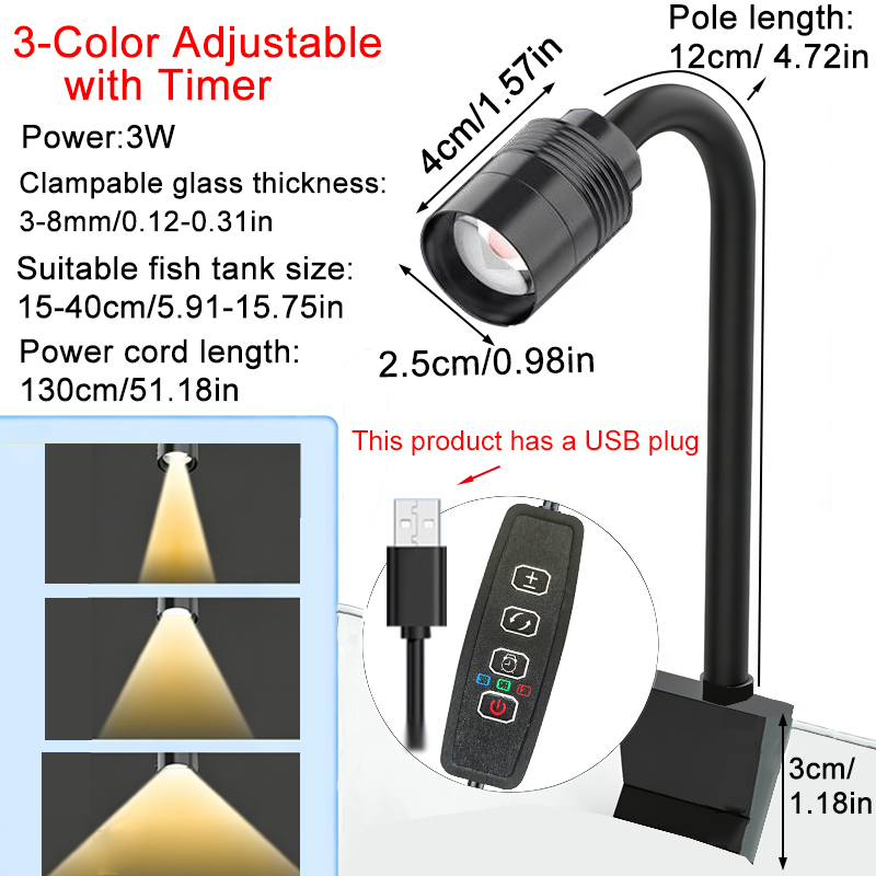 Aquarium Marine Lights - USB 3W 남미식 수족관 스포트라이트 3색